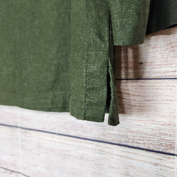 Norton McNaughton Button Up Shirt Women's Size 12 Green 3/4 Sleeve Linen Blend - Picture 12 of 13